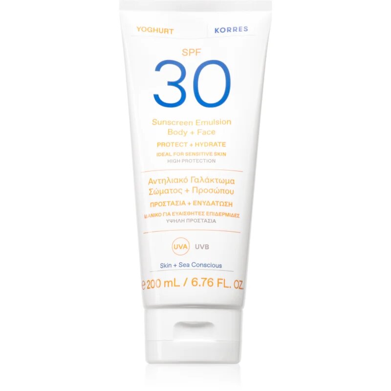 Korres Yoghurt Sunscreen лосион за слънце за лице и тяло SPF 30 200 мл.