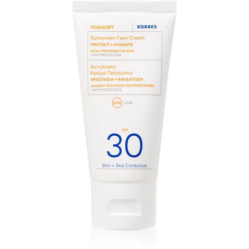 Korres Yoghurt Sunscreen слънцезащитен крем за лице с висока UV защита SPF 30 50 мл.