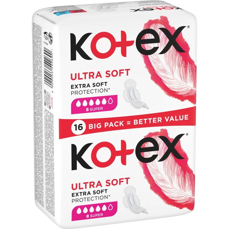 Kotex Ultra Soft Super санитарни кърпи 16 бр.