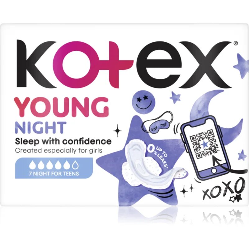 Kotex Young Night санитарни кърпи за нощ 7 бр.