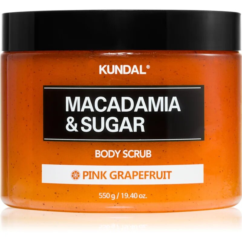 KUNDAL Macadamia & Sugar Body Scrub Pink Grapefruit нежен пилинг за тяло с успокояващ ефект 550 гр.