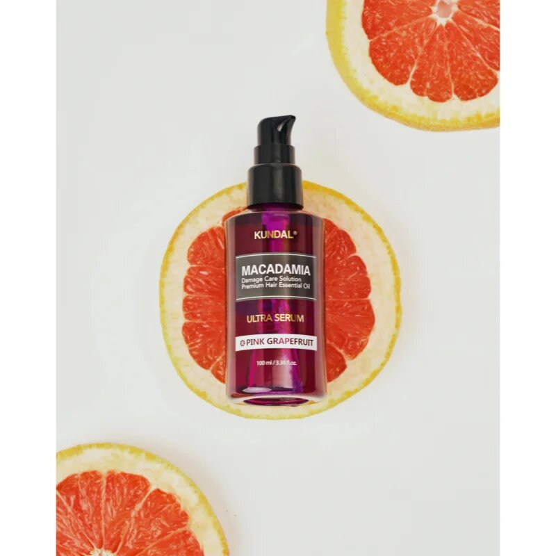 KUNDAL Macadamia Ultra Serum Pink Grapefruit регенериращ серум за масло за увредена коса 100 мл.