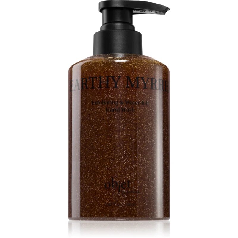 KUNDAL Objet Exfoliating & Waterfull Hand Wash течен сапун-грижа за ръце с ексфолиращо действие с аромат Earthy Myrrh 380 мл.