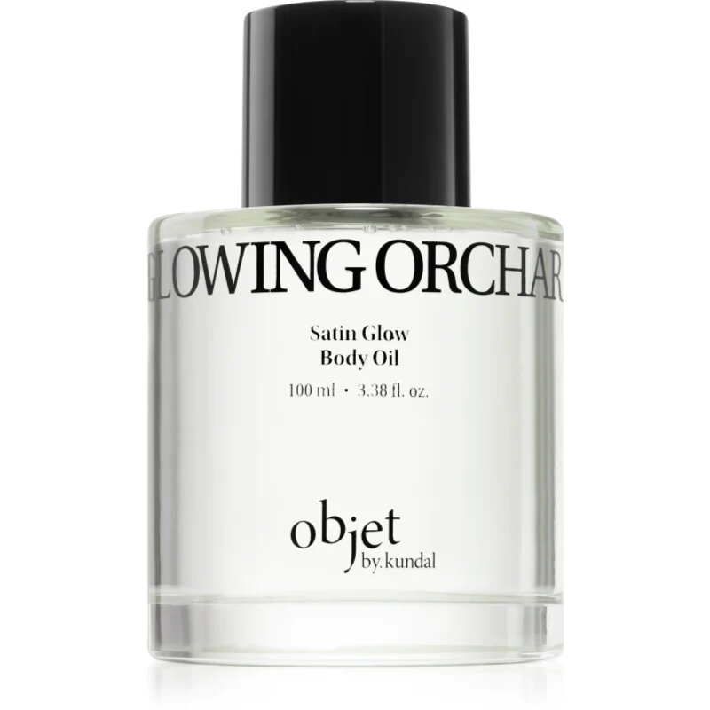 KUNDAL Objet Satin Glow Body Oil подхранващо масло за тяло за интензивна хидратация с аромат Glowing Orchard 100 мл.