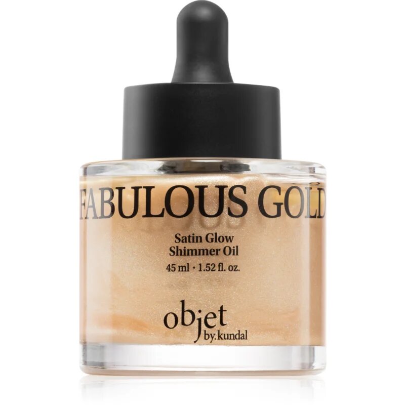 KUNDAL Objet Satin Glow Shimmer Oil блестящо масло с хидратиращ ефект цвят Fabulous Gold 45 мл.