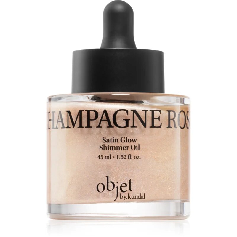 KUNDAL Objet Satin Glow Shimmer Oil блестящо масло с хидратиращ ефект цвят Sparkling Wine Rose 45 мл.