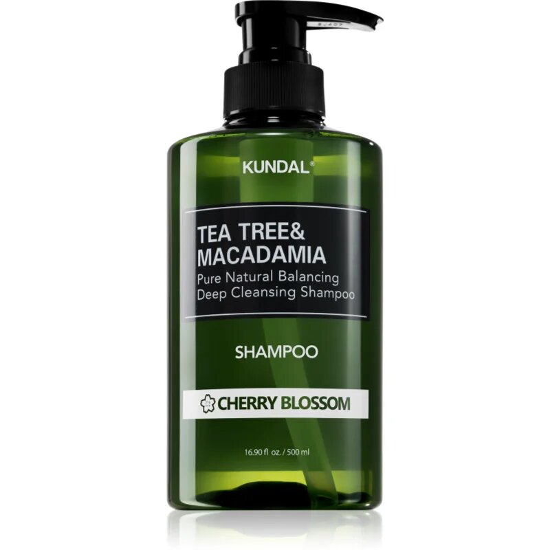 KUNDAL Tea Tree & Macadamia Cherry Blossom дълбоко почистващ шампоан с освежаващ ефект 500 мл.