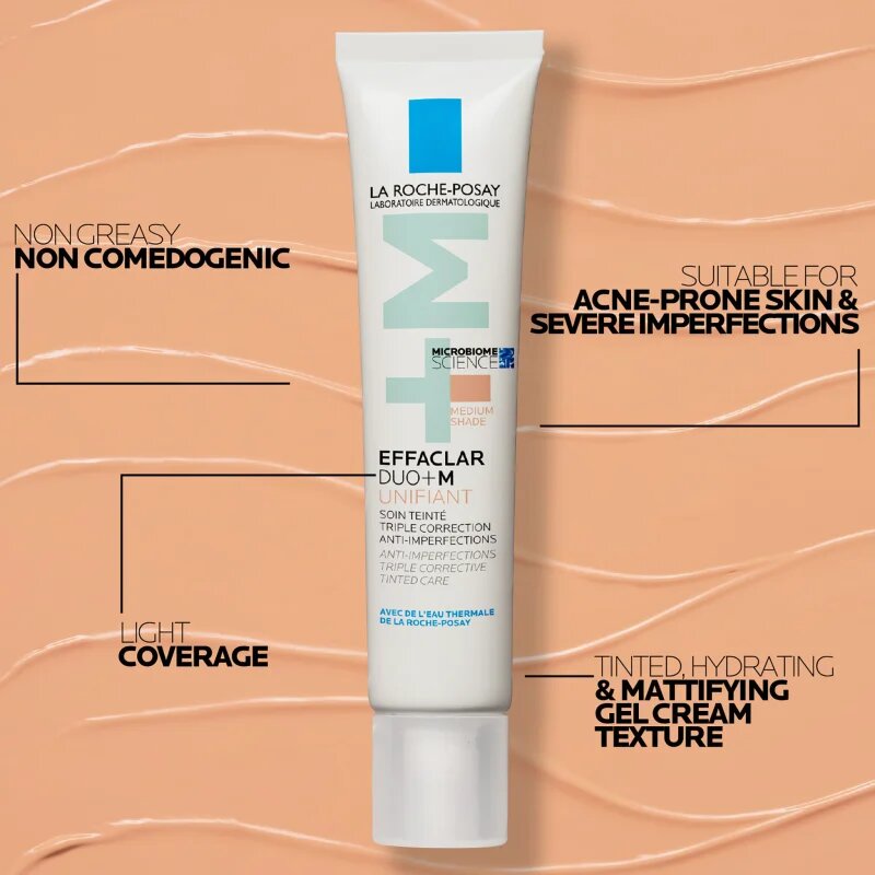 La Roche-Posay Effaclar DUO+M Unifiant лек тониращ крем с хидратиращ ефект цвят Medium 40 мл.