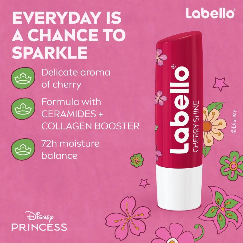 Labello Disney Princess Cherry Shine хидратиращ балсам за устни 4.8 гр.
