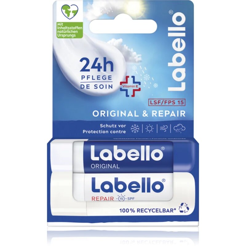 Labello Original & Repair възстановяващ хидратиращ балсам за устни 2x4.8 гр.