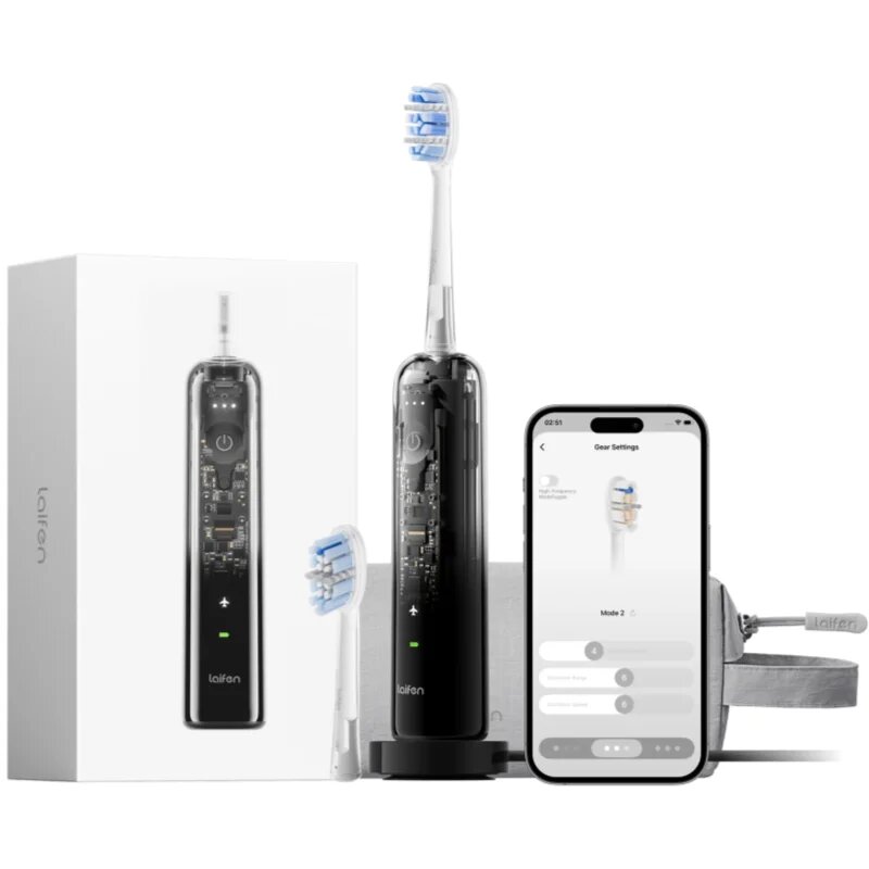 Laifen Wave Pro LFTBO2-PT ABS Transparent електрическа четка за зъби Black 1 бр.