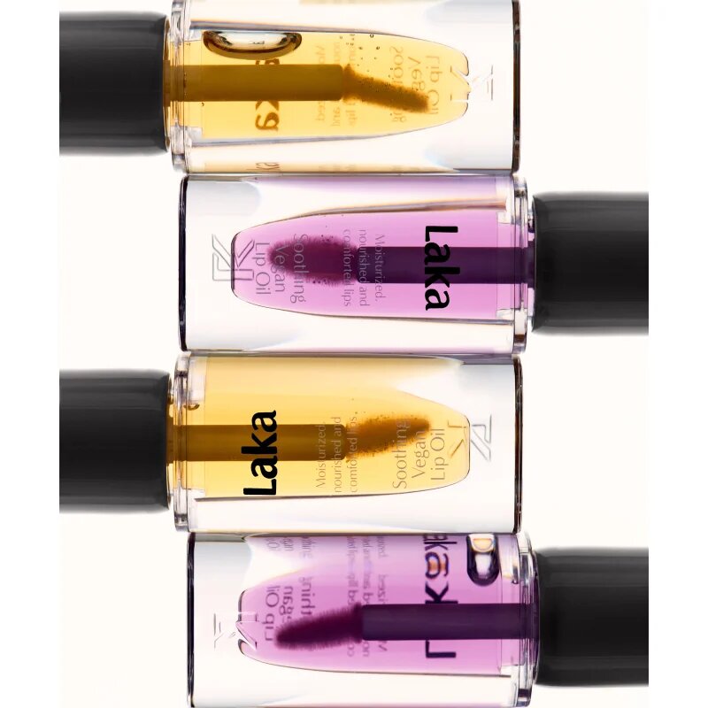 Laka Soothing Vegan Lip Oil масло от нар с успокояващ ефект цвят Calming Purple 4.5 мл.