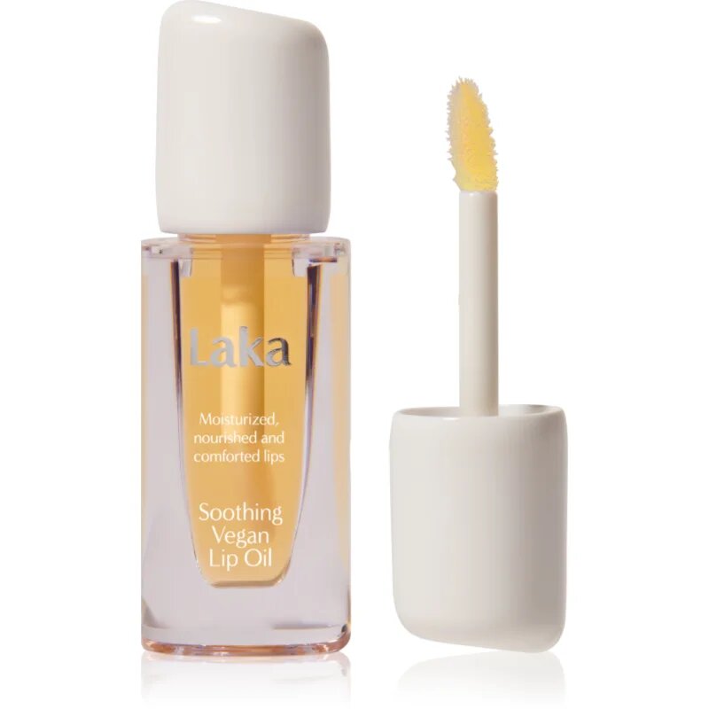 Laka Soothing Vegan Lip Oil масло от нар с успокояващ ефект цвят Nourishing Yellow 4.5 мл.