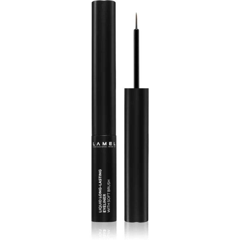 LAMEL Liquid Eyeliner Soft Brush дълготрайна очна линия цвят 401 Black 4 мл.