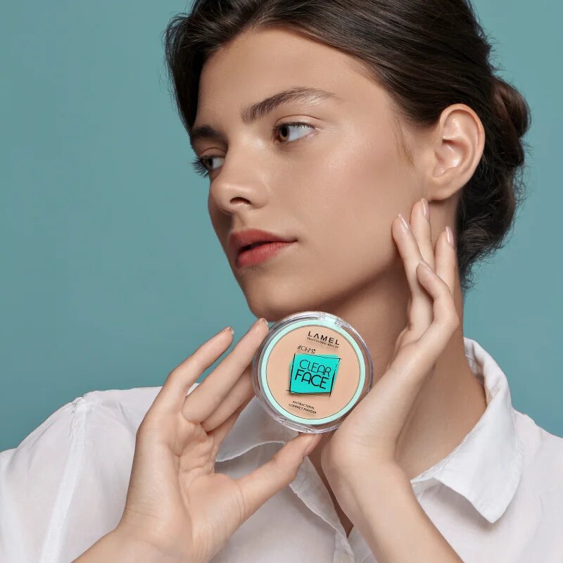 LAMEL OhMy Clear Face компактна пудра с антибактериална добавка цвят 403 Rosy beige 6 гр.