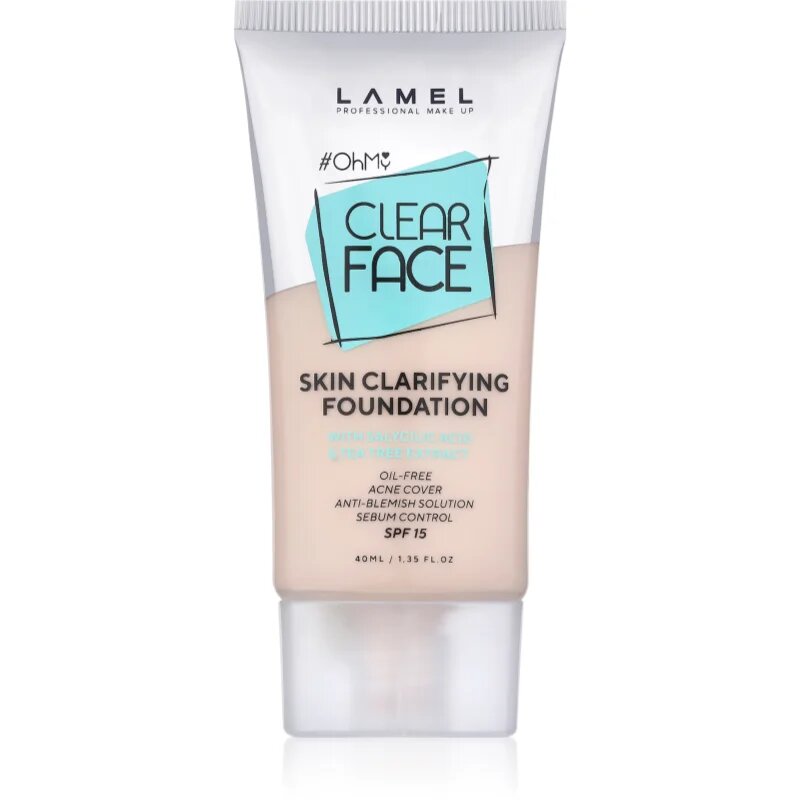 LAMEL OhMy Clear Face високо покривен фон дьо тен за проблемна и мазна кожа цвят 401 40 мл.