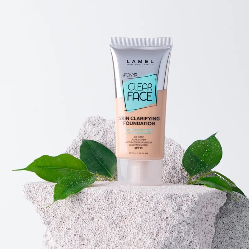 LAMEL OhMy Clear Face високо покривен фон дьо тен за проблемна и мазна кожа цвят 401 40 мл.