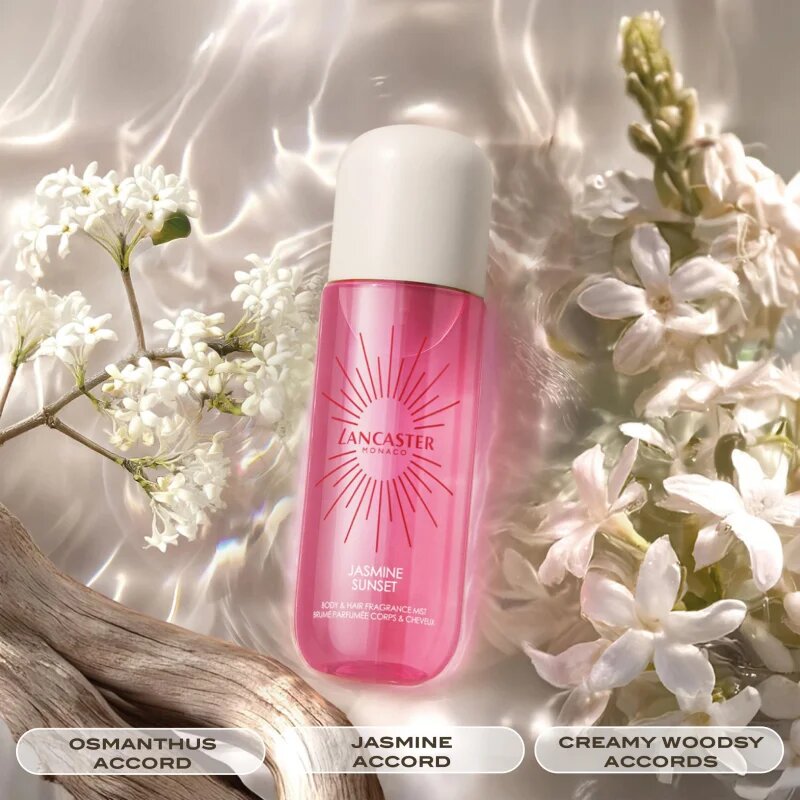 Lancaster Eau de Hair & Body Mist парфюмна мъгла за лице тяло и коса аромати Jasmine Sunset 236 мл.