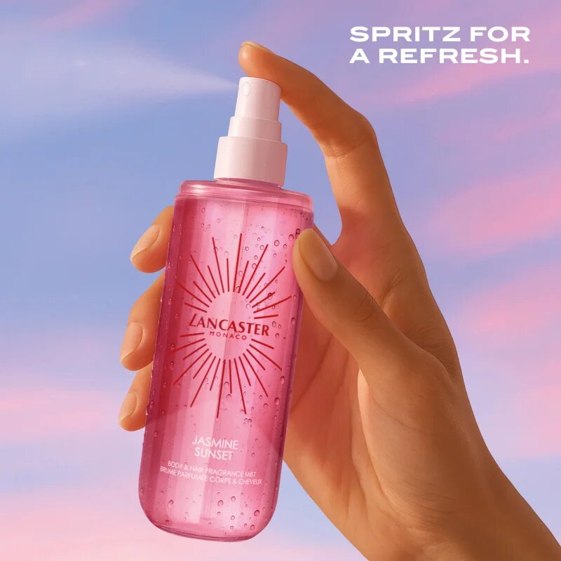 Lancaster Eau de Hair & Body Mist парфюмна мъгла за лице тяло и коса аромати Jasmine Sunset 236 мл.