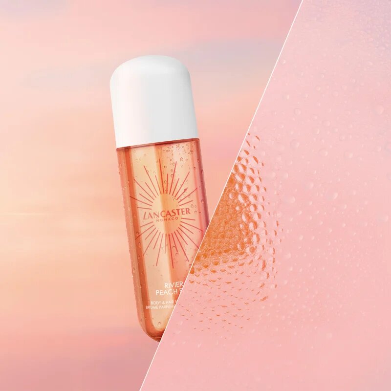 Lancaster Eau de Hair & Body Mist парфюмна мъгла за лице тяло и коса аромати Peach Party 236 мл.