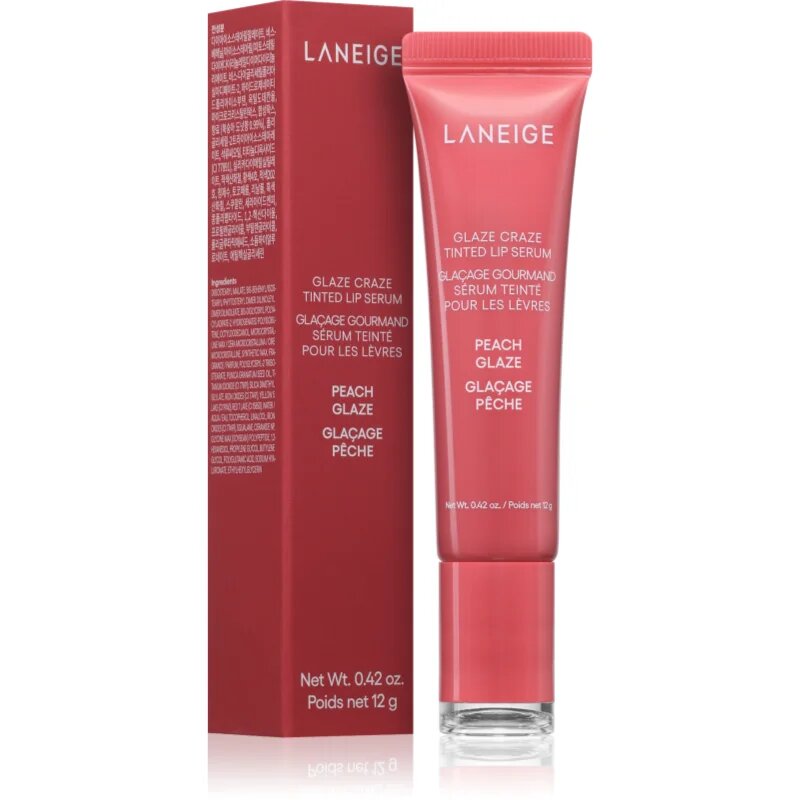 LANEIGE Glaze Craze Tinted Lip Serum тониращ балсам за устни цвят Peach Glaze 12 гр.