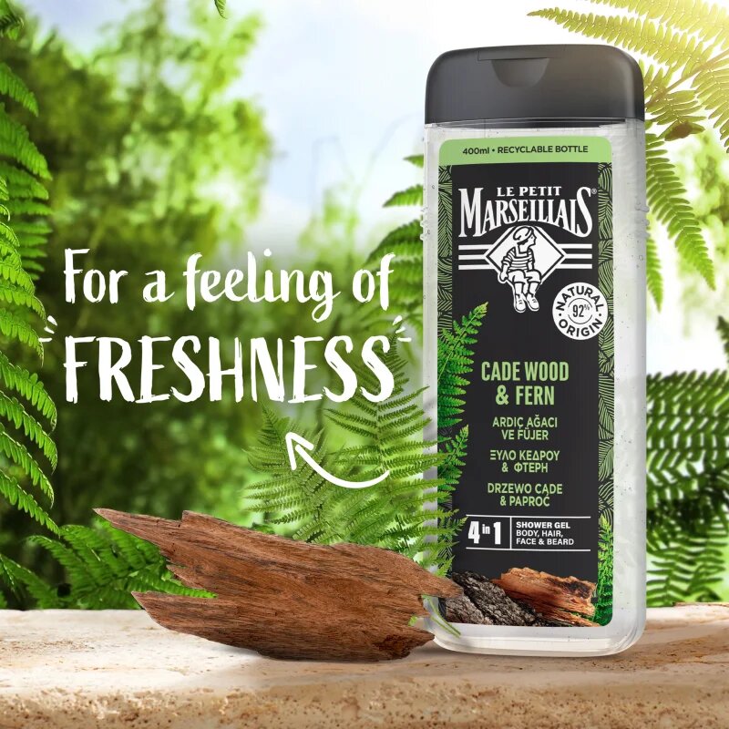 Le Petit Marseillais Cade Wood & Fern душ гел 4 в 1 за мъже 400 мл.