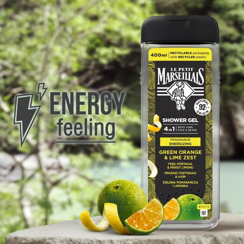 Le Petit Marseillais Green Orange & Lime Zest душ гел 4 в 1 за мъже 400 мл.