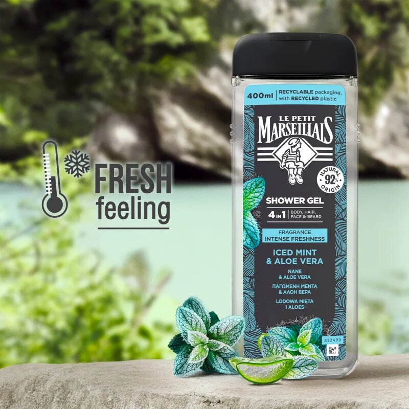 Le Petit Marseillais Iced Mint & Aloe Vera душ гел 4 в 1 за мъже 400 мл.