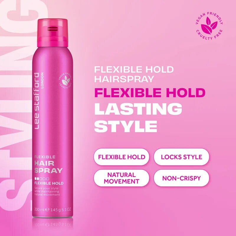 Lee Stafford Styling Hair Spray Flexible Hold Fat n Flexible лак за коса за гъвкава фиксация 200 мл.