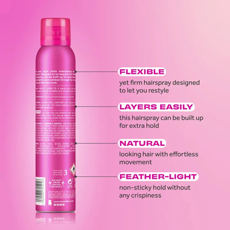 Lee Stafford Styling Hair Spray Flexible Hold Fat n Flexible лак за коса за гъвкава фиксация 200 мл.