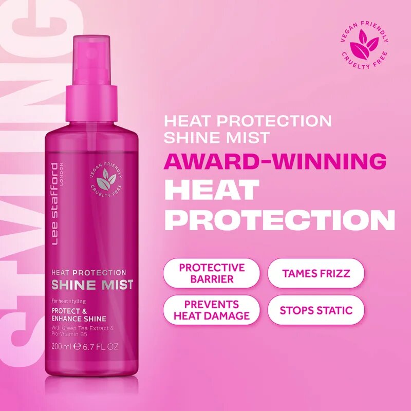 Lee Stafford Styling Heat Protection Shine Mist спрей за защита на косата от топлината 200 мл.