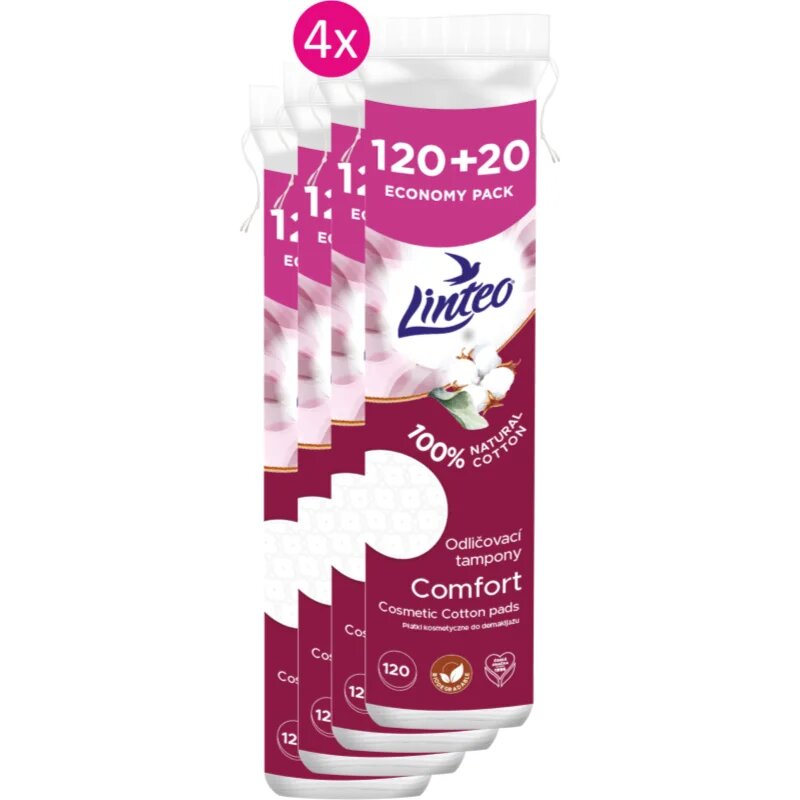 Linteo Natural Cotton Pads памучни подложки 120 + 20ks x 4