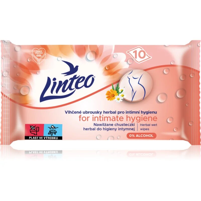 Linteo Personal hygiene мокри кърпички за интимна хигиена мини herbal 10 бр.