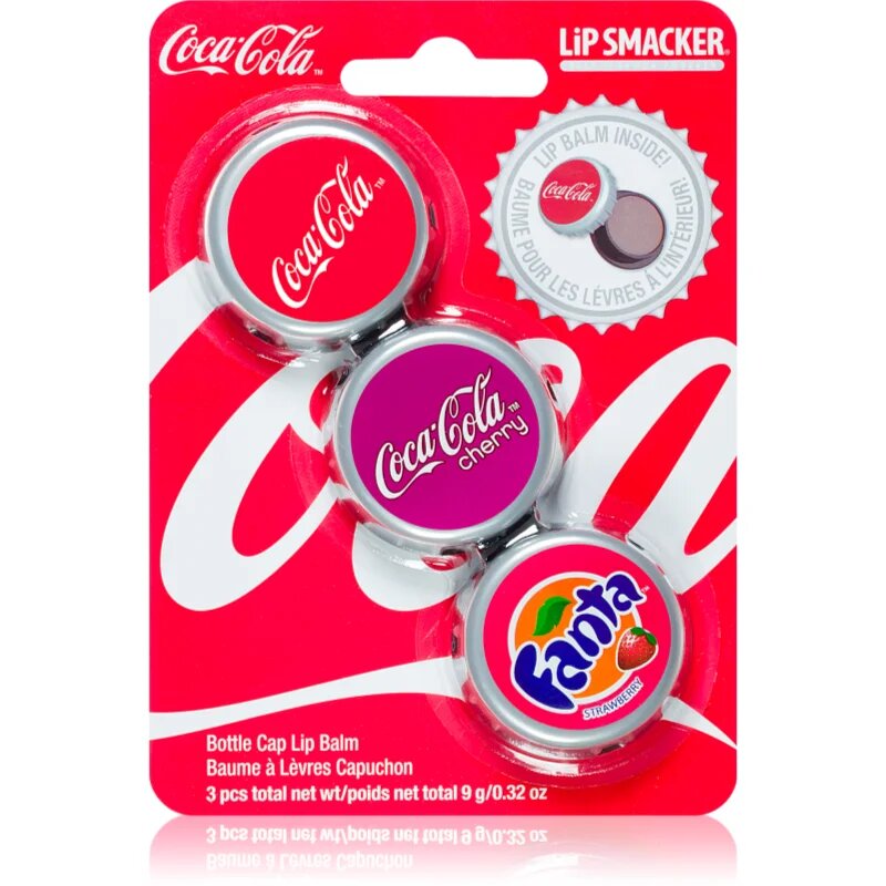 Lip Smacker Coca Cola балсам за устни аромати Original Cherry & Fanta 3x3 гр.