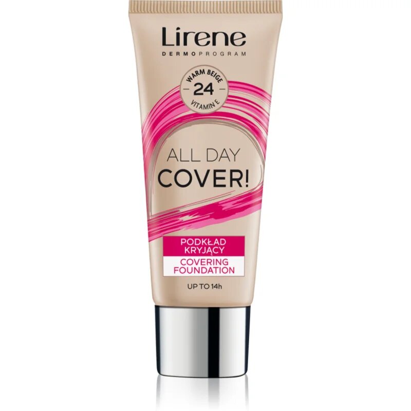Lirene ALL DAY COVER! покриващ фон дьо тен- флуид цвят 24 Beige 30 мл.