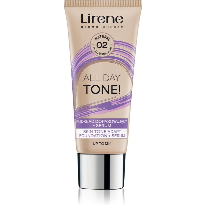 Lirene ALL DAY TONE! хидратиращ фон дьо тен за сияен вид на кожата цвят 02 Natural 30 мл.