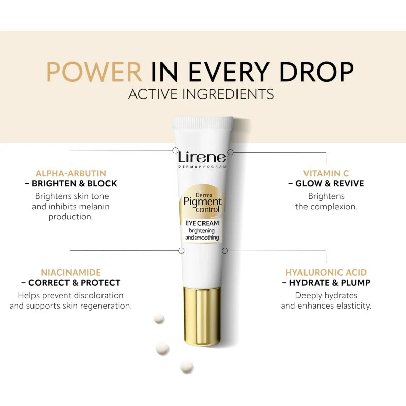 Lirene Derma Pigment Control Brightening Eye Cream изглаждащ и озаряващ крем за около очите 15 мл.