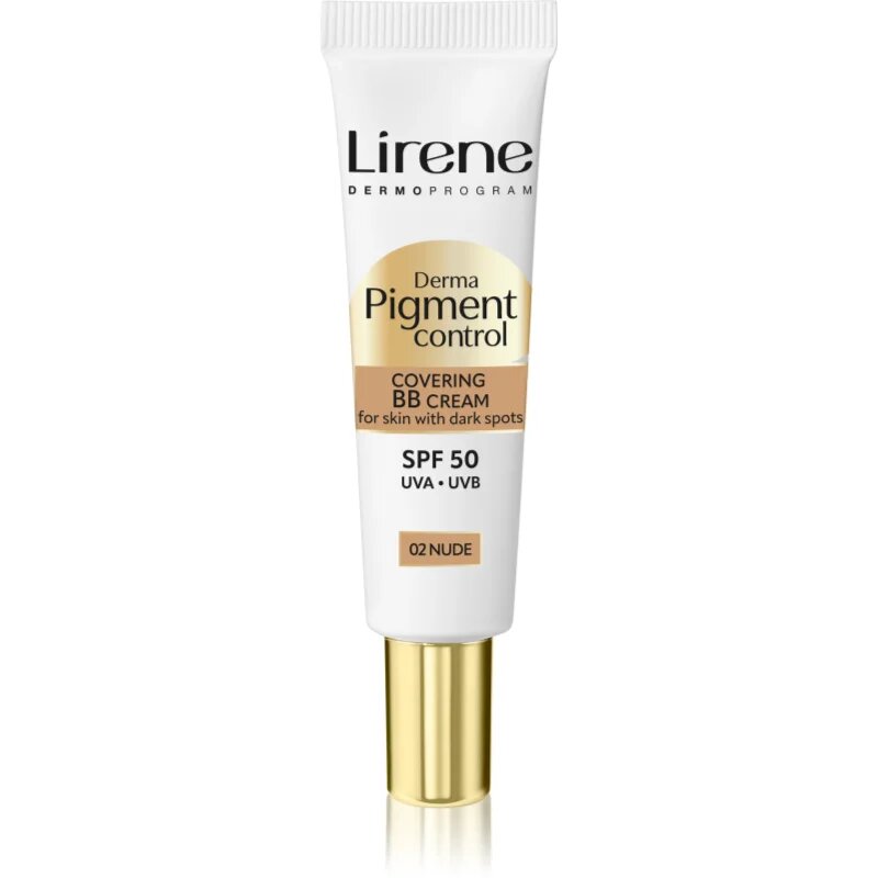 Lirene Derma Pigment Control Covering BB Cream SPF 50 озаряващ ВВ крем против пигментни петна цвят 02 Nude 30 мл.