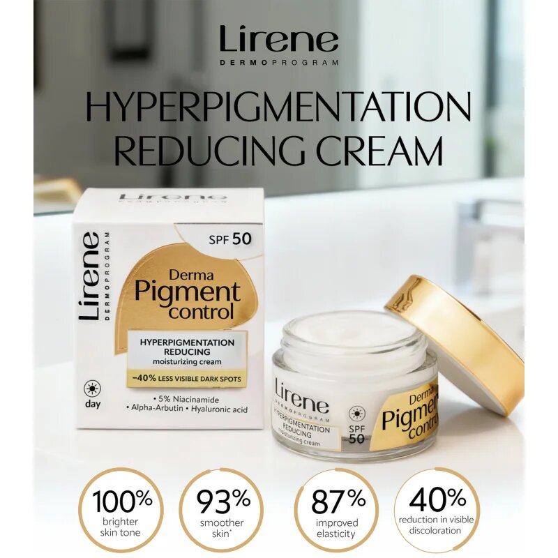Lirene Derma Pigment Control Cream SPF 50 озаряващ хидратиращ крем против пигментни петна SPF 50 50 мл.