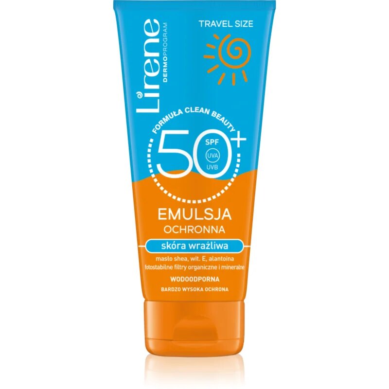 Lirene Sun care успокояваща защитна емулсия за чувствителна кожа на лицето SPF 50+ 90 мл.