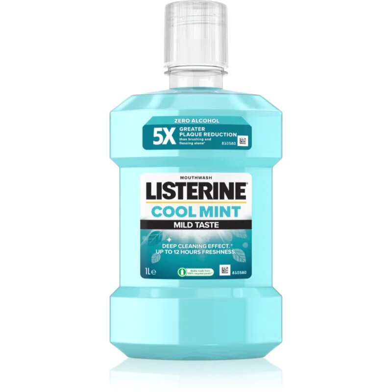 Listerine Cool Mint Mild Taste вода за уста без алкохол вкус Cool Mint 1000 мл.
