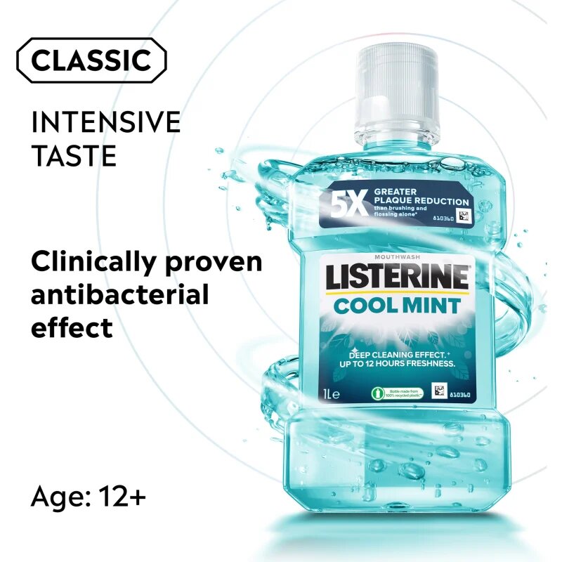 Listerine Cool Mint вода за уста за свеж дъх 1000 мл.