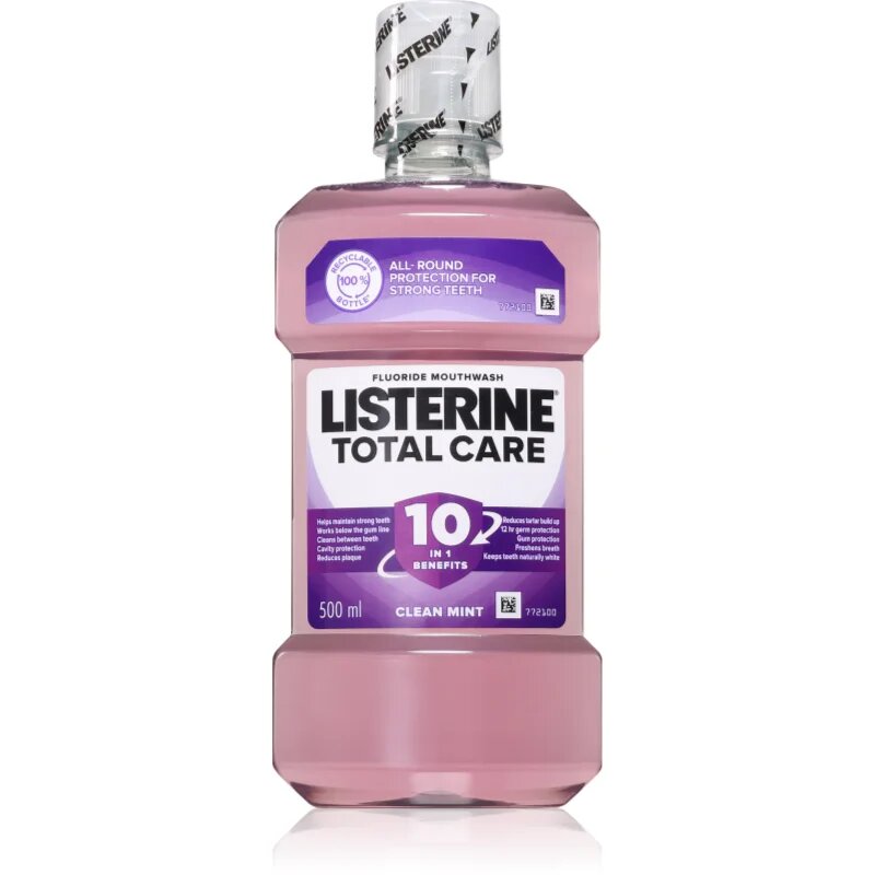 Listerine Total Care Clean Mint вода за уста за цялостна защита на зъбите 10 в 1 500 мл.