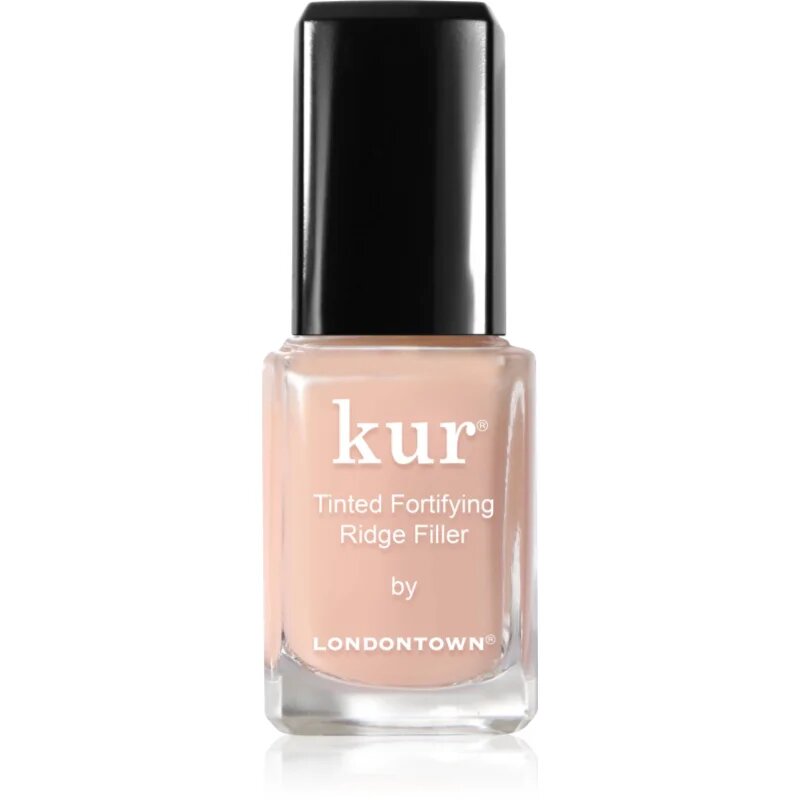 LONDONTOWN Kur Tinted Fortifying Ridge Filler изглаждаща основа-лак за нокти за сухи и крехки нокти цвят Apricot Beige 12 мл.