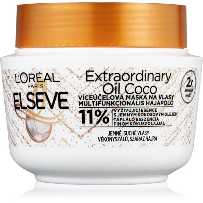 L’Oréal Paris Elseve Extraordinary Oil Coconut подхранваща маска за нормална към суха коса с кокосово олио 300 мл.
