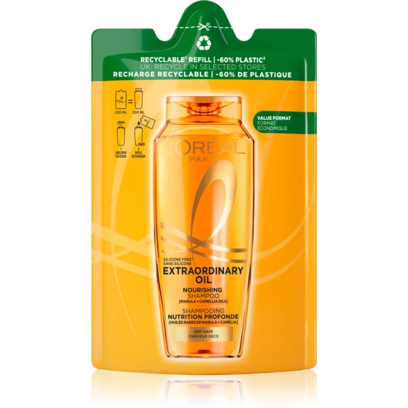 L’Oréal Paris Elseve Extraordinary Oil подхранващ шампоан за суха коса Refill 250 мл.