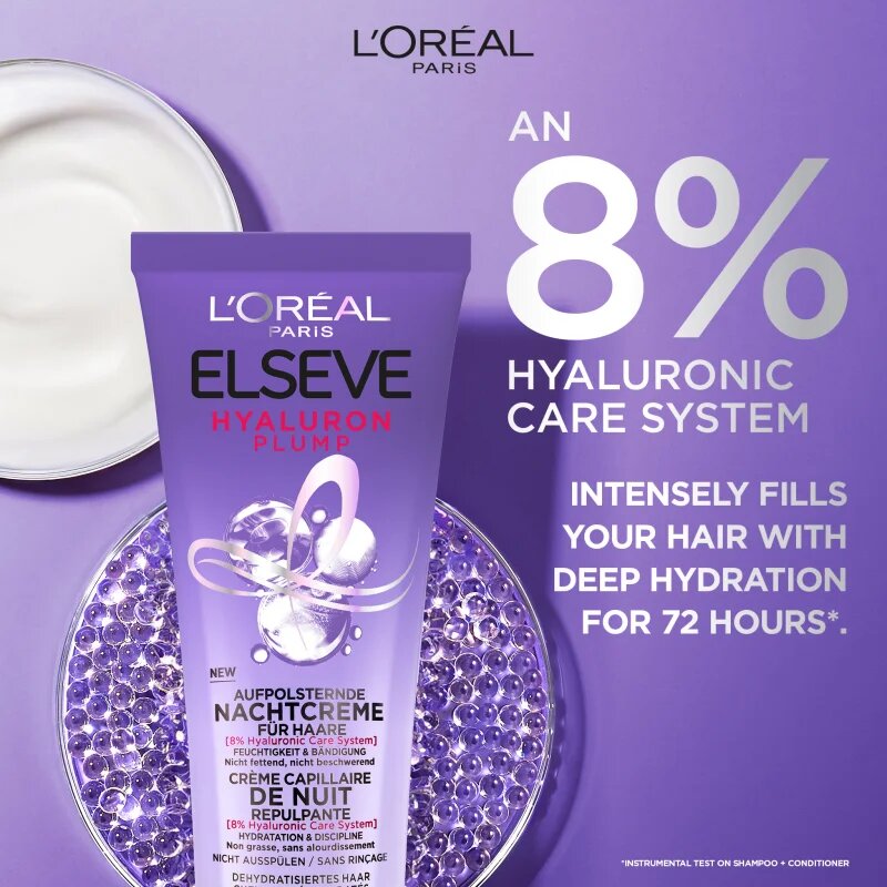 L’Oréal Paris Elseve Hyaluron Plump нощен хидратиращ крем За коса 200 мл.