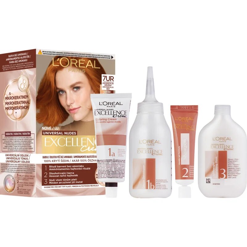 L’Oréal Paris Excellence Universal Nudes перманентната боя за коса цвят 7UR Universal Copper 1 бр.
