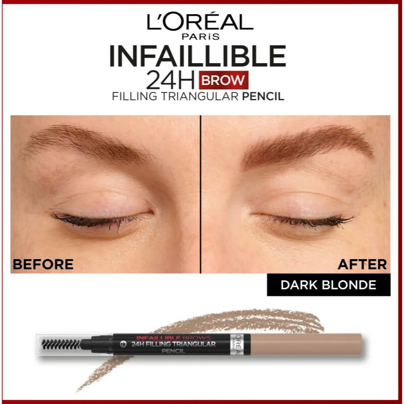 L’Oréal Paris Infaillible 24h Filling Triangular Pencil прецизен молив за вежди водоустойчив цвят Auburn 1 мл.