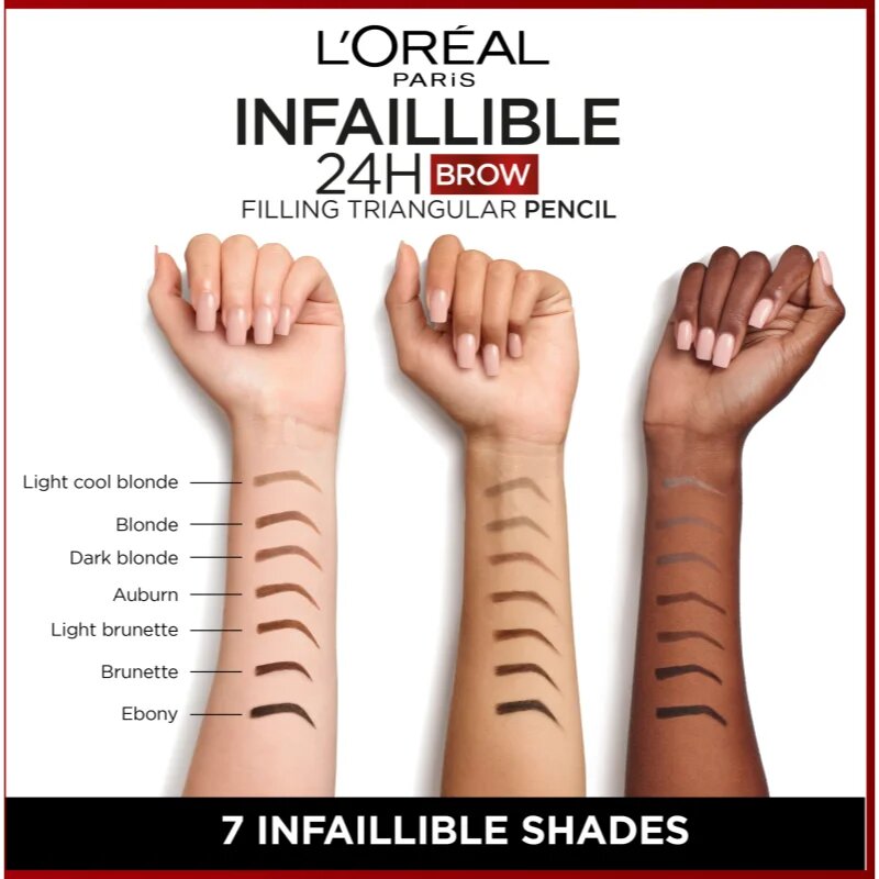 L’Oréal Paris Infaillible 24h Filling Triangular Pencil прецизен молив за вежди водоустойчив цвят Auburn 1 мл.